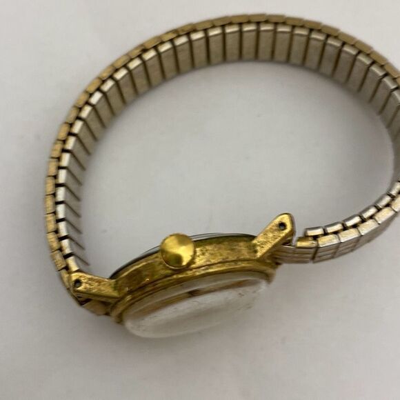 Timex Men's Silver & Gold Tone Stretch Bracelet Stainless Steel Round Wristwatch - Picture 6 of 7